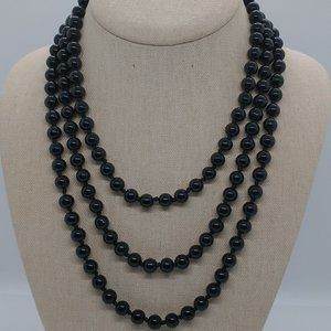 Pearl Necklace /  Lightweight Pearl Glass Beads - BLACK
